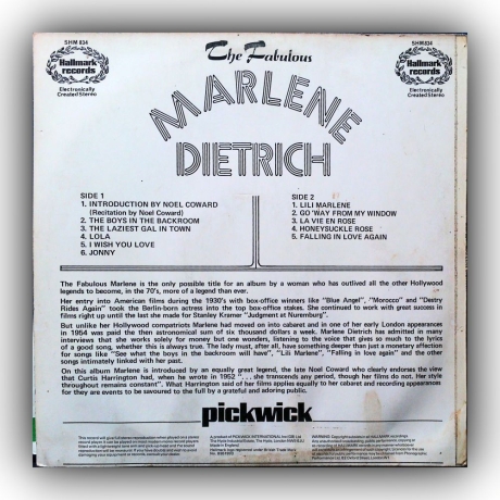 Marlene Dietrich - The Fabulous Marlene Dietrich - Vinyl