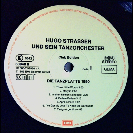 Hugo Strasser und sein Tanzorchester - Die Tanzplatte '90 - Vinyl