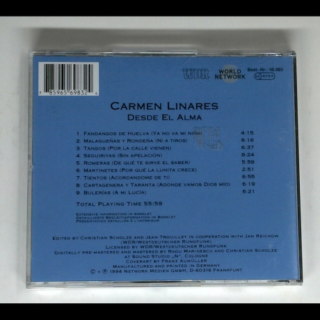 Carmen Linares - Desde El Alma - Cante Flamenco En Vivo - CD