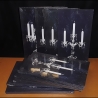 9 Keilrahmen bespannt mit Kerzenleuchter-Motiv 35 x 19 cm, 1,5 cm dick