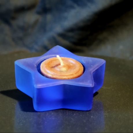 Glas Teelichthalter in Stern Form - Matt Blau
