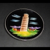 Keramikteller mit dem schiefen Turm von Pisa