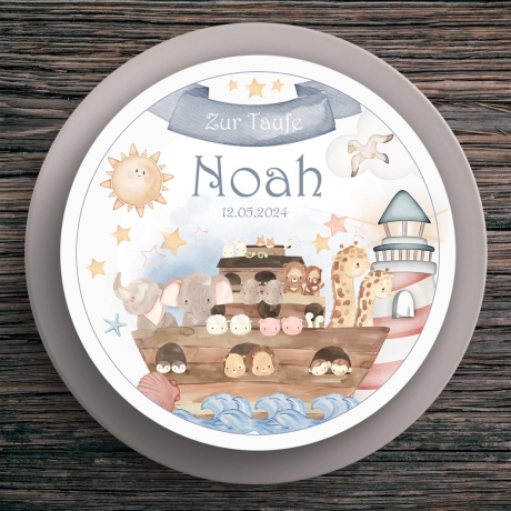 Tortenaufleger Taufe Arche-Noah #1 Name & Datum (20cm)