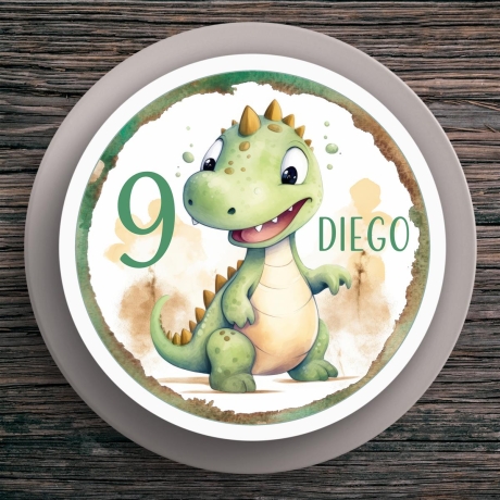 Tortenaufleger Geburtstag Dino #1 Name & Zahl