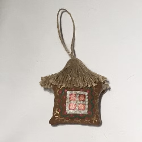 Christbaum-Anhänger Stoff, Weihnachtshaus, 10 cm, neu