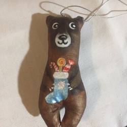 Christbaum-Anhänger Stoff, Bärchen, 10 cm, neu