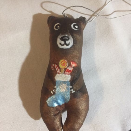 Christbaum-Anhänger Stoff, Bärchen, 10 cm, neu