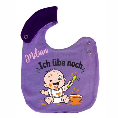Lätzchen Multicolor ICH ÜBE NOCH personalisiert mit NAMEN 