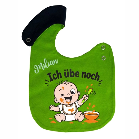Lätzchen Multicolor ICH ÜBE NOCH personalisiert mit NAMEN 