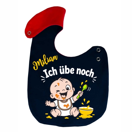 Lätzchen Multicolor ICH ÜBE NOCH personalisiert mit NAMEN 