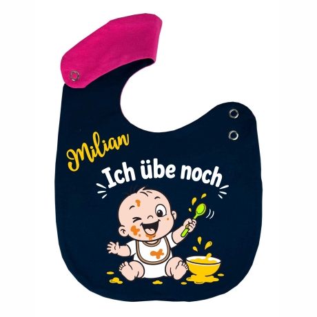 Lätzchen Multicolor ICH ÜBE NOCH personalisiert mit NAMEN 