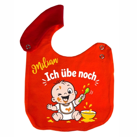 Lätzchen Multicolor ICH ÜBE NOCH personalisiert mit NAMEN 