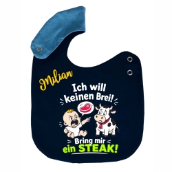 Lätzchen Multicolor ICH WILL EIN STEAK personalisiert mit NAMEN 