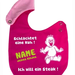 Lätzchen Multicolor ICH WILL EIN STEAK personalisiert mit NAMEN 