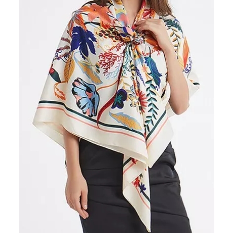 Damen Designer-Schal/Multifunktionstuch/Seide, Blumen, neu