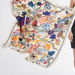 Damen Designer-Schal/Multifunktionstuch/Seide, Blumen, neu