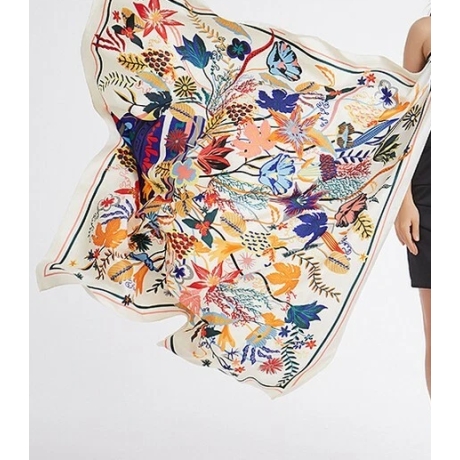 Damen Designer-Schal/Multifunktionstuch/Seide, Blumen, neu
