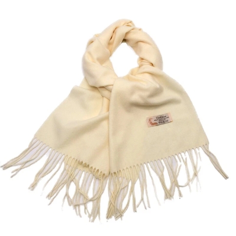 Damen-/Herren-Kaschmir-Schal, 186 x 34 cm, ecru
