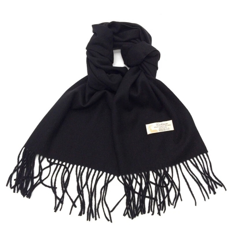 Damen-/Herren-Kaschmir-Schal, 186 x 34 cm, schwarz
