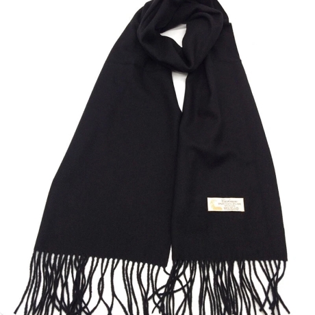 Damen-/Herren-Kaschmir-Schal, 186 x 34 cm, schwarz