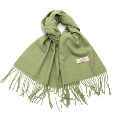 Damen-/Herren-Kaschmir-Schal, 186 x 34 cm, apfelgrün
