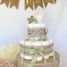 Windeltorte Fuchs - neutral in grün und weiß zur Geburt/Babyparty