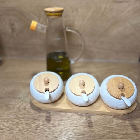 Behälter Keramik mit Löffel Keramik 3er Set Gewürzt Behälter