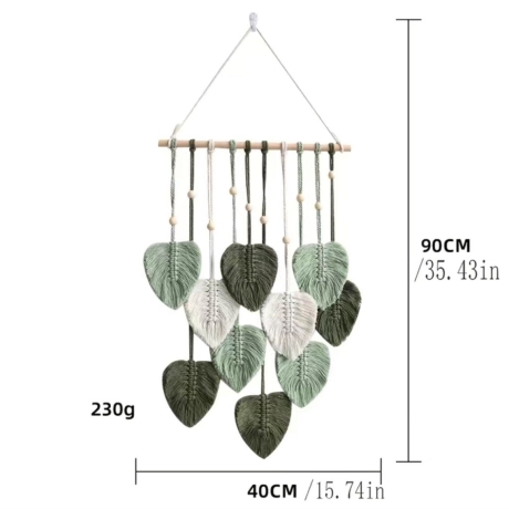Grün Blatt Makramee Wandbehang Makramee Feder Wandkust Boho