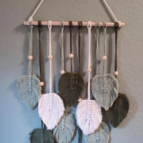 Grün Blatt Makramee Wandbehang Makramee Feder Wandkust Boho