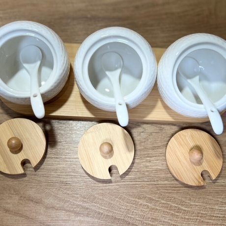 Behälter Keramik mit Löffel Keramik 3er Set Gewürzt Behälter