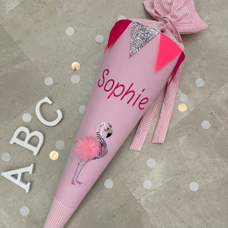 Schultüte Stoff Zuckertüte Einschulung 70cm - Flamingo