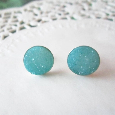925 Sterling Silber Ohrstecker mit natürlichem Druzy Achat