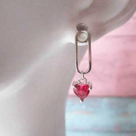 asymmetrische Ohrringe aus 925er Sterling Silber und Zirkonia