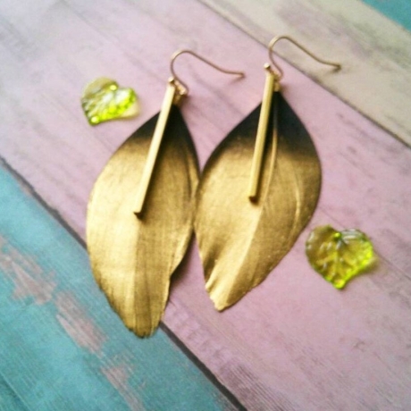 Federohrringe in Gold - Schwarz 