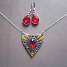 Set Ohrringe Collier Anhänger mit Schmucksteinen Edelstahl