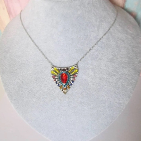 Set Ohrringe Collier Anhänger mit Schmucksteinen Edelstahl