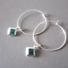 Creolen mit Kristall Cabochon 925 Sterling Silber