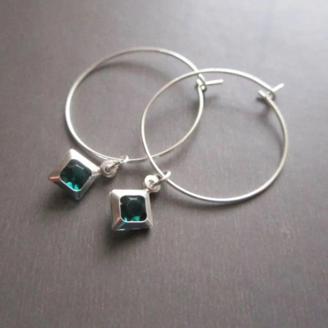 Creolen mit Kristall Cabochon 925 Sterling Silber