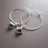 Creolen mit Kristall Cabochon 925 Sterling Silber