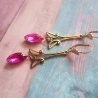Ohrschmuck Ohrringe Gold Brisuren Glas Cabochon in Marquise Form