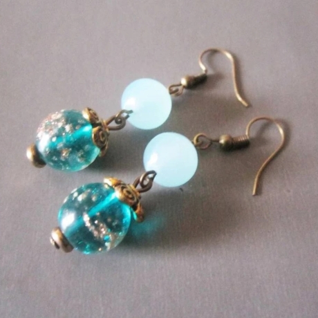 Schmuckohrringe Hängeohrringe aus Chalcedon und Murano Perlen 