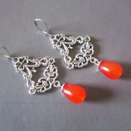 Ohrschmuck Ohrringe Brisuren mit Glasperlen in Tropfen Form