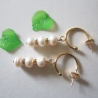 Ohrschmuck Ohrringe Halb Creolen Edelstahl mit Süßwasserperlen 