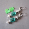 Ohrschmuck Edelstahl in Rauteform und Muschel Metallperlen