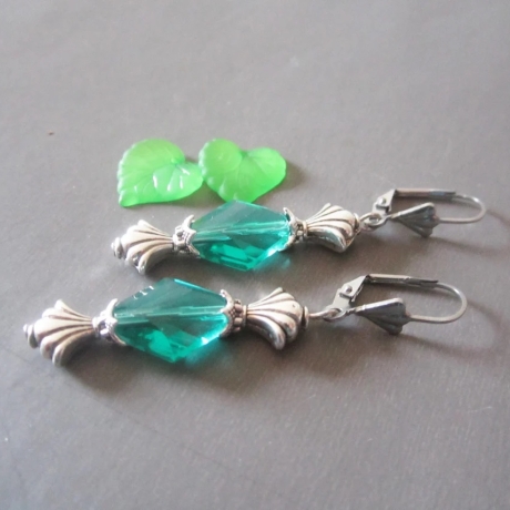 Ohrschmuck Edelstahl in Rauteform und Muschel Metallperlen