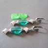 Ohrschmuck Edelstahl in Rauteform und Muschel Metallperlen