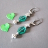 Ohrschmuck Edelstahl in Rauteform und Muschel Metallperlen