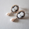 Ohrschmuck Ohrstecker mit Cameo und Süßwasser Perlen 