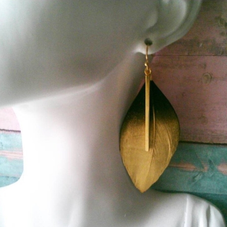 Federohrringe in Gold - Schwarz 