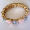 Katzenauge Armband, mit Metallfassungen, elastisch